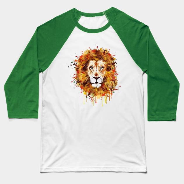 Watercolour Graffiti Lion Baseball T-Shirt by designsbycreation